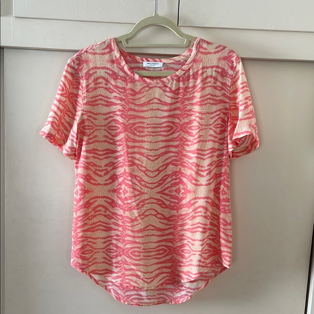 Equipment Silk Pink Patterned Women's Top